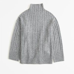 Abercrombie & Fitch long length ribbed funnel neck sweater NWT grey soft